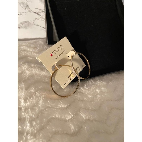 Gold & Diamond Hoop Earrings - Picture 3 of 6